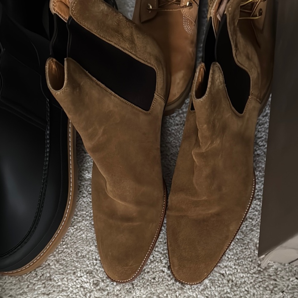 Saint Laurent Tan Suede Chelsea Boots